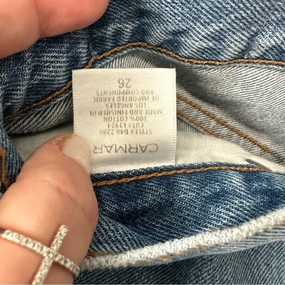 Carmar Emelia ripped distressed crop jeans high rise straight leg denim size 26